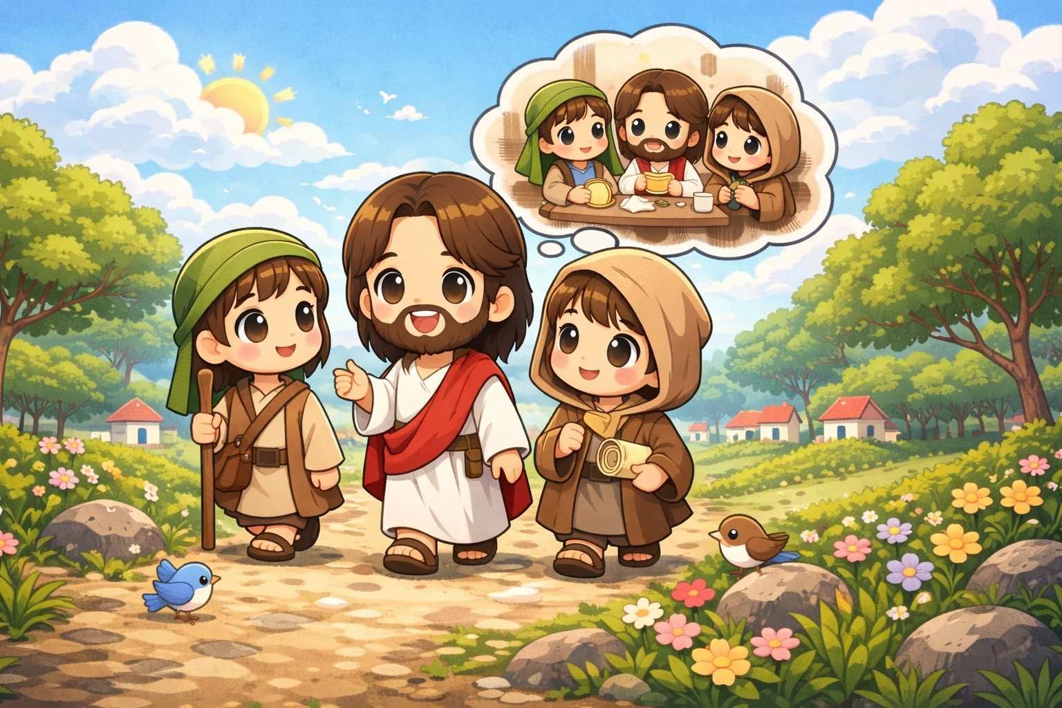 Tranh tô màu và Trò chơi ô chữ dành cho Thiếu nhi_Chúa nhật III Phục sinh năm A